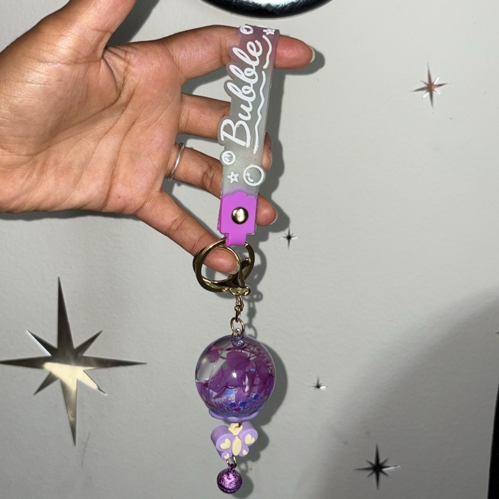 Purple Bubble Keychain with Heart Charm - Picture 2 of 8